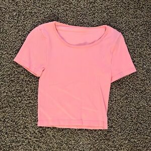 Women’s Pink Fitted Shirt Cropped Size S Ribbed Summer Shirt